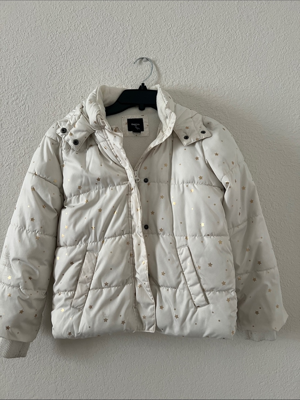 GAP Kids White Star-Print Puffer Jacket